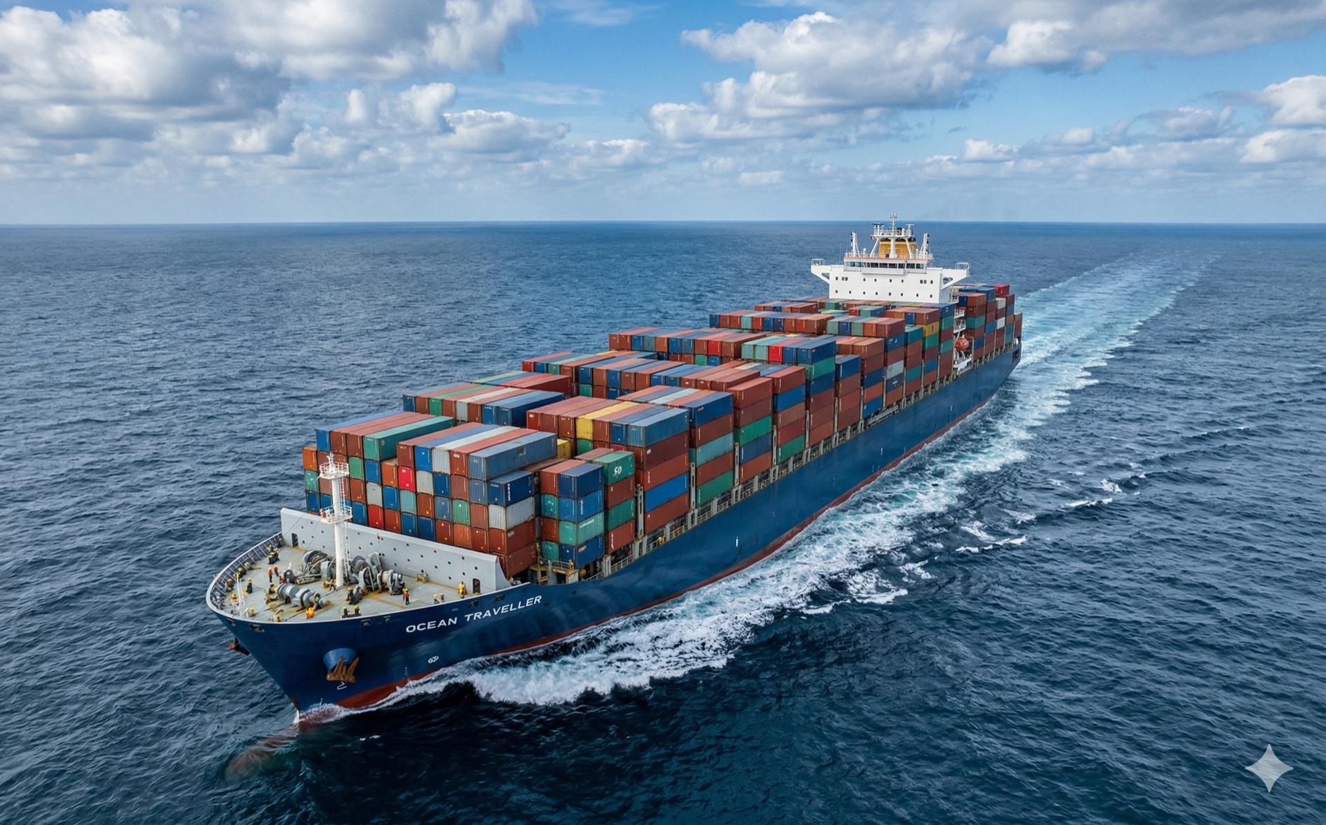Container ship at sea
